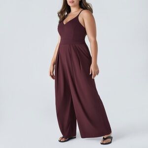 HALARA Burgundy Wide-Leg Jumpsuit